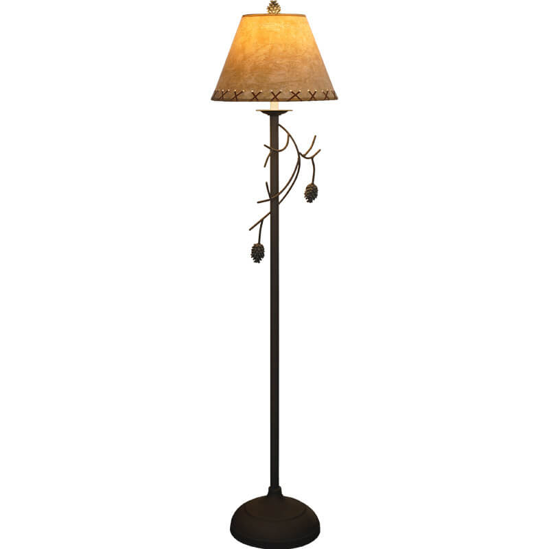 Europäische Vintage Faux Sheepskin Tree Branch 1-Licht Stehlampe