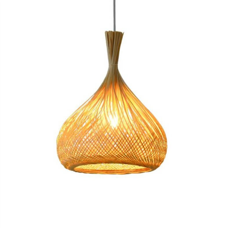 Modern Bamboo Weaving Pear Drop 1-Light Pendant Light