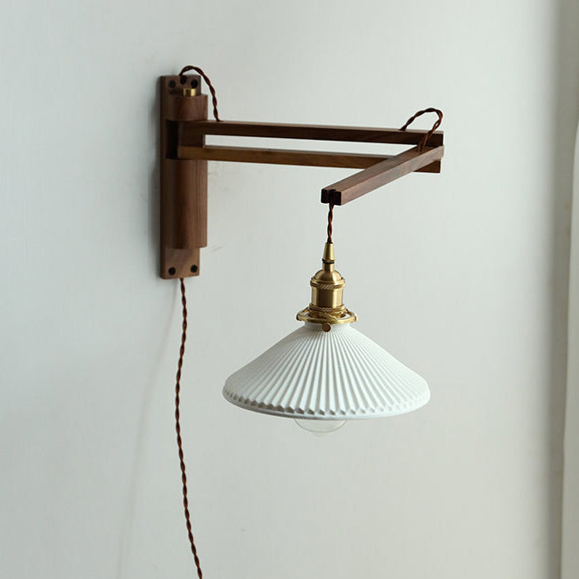 Lámpara de Aplique de Pared Plegable de Cerámica Telescópica Retro de 1 Luz 