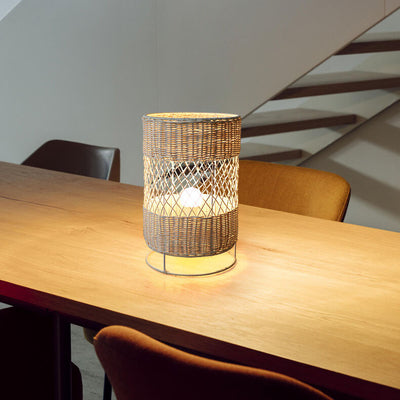 Minimalistische säulenförmige 3-Licht-Stehlampe aus Rattan 