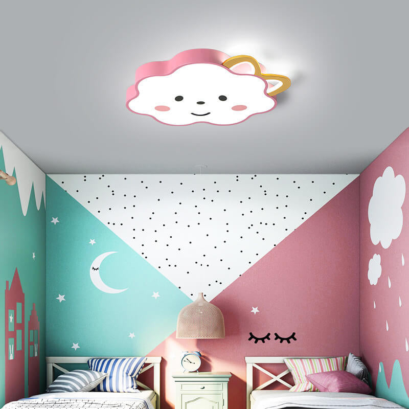 Cartoon Creative Clouds Cat Ears LED Flush Mount Ceiling Light