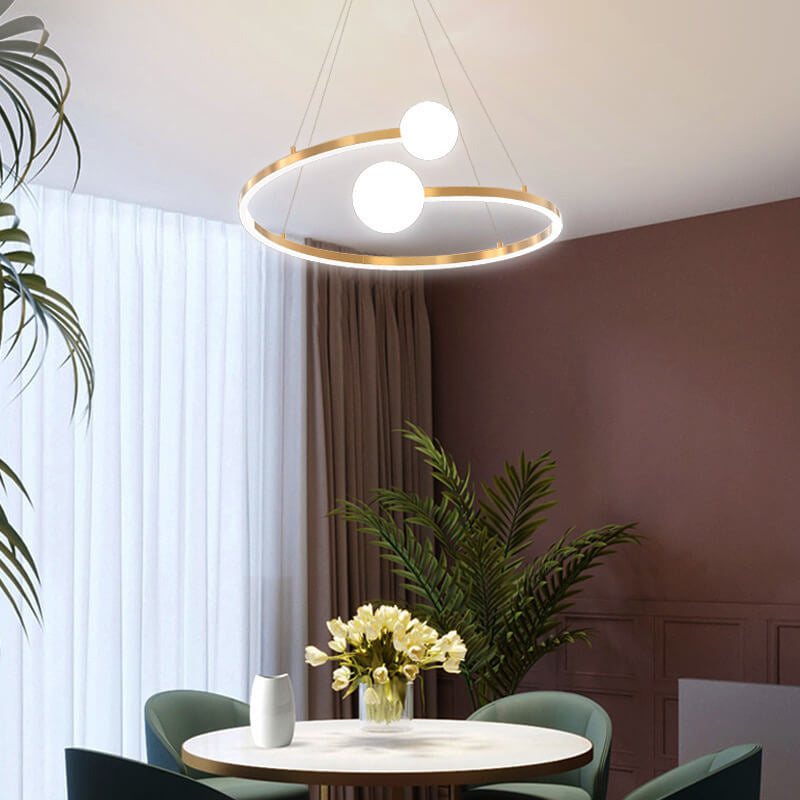 Nordic Light Luxury Creative Open Ring Design LED Chandelier