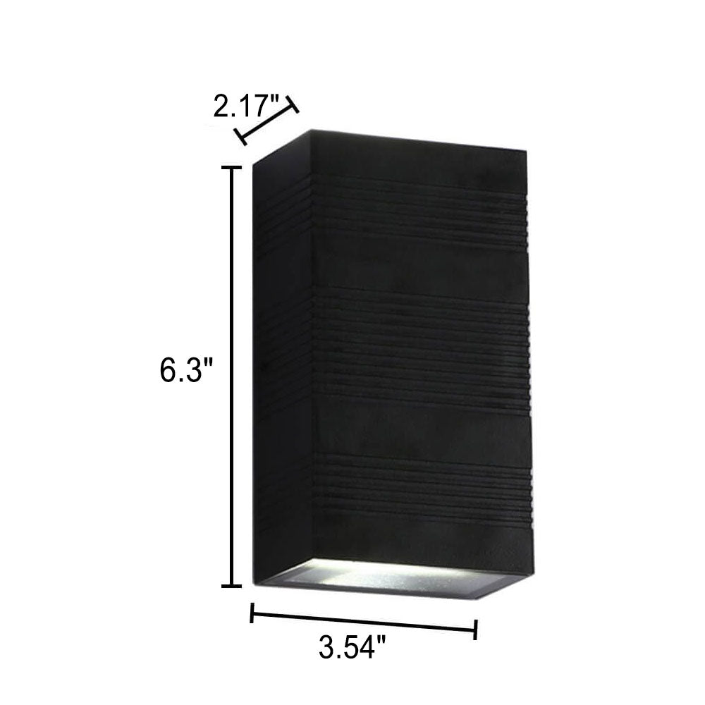 Lámpara de Aplique de Pared LED de Aluminio Impermeable Rectangular Pura Negra Moderna 