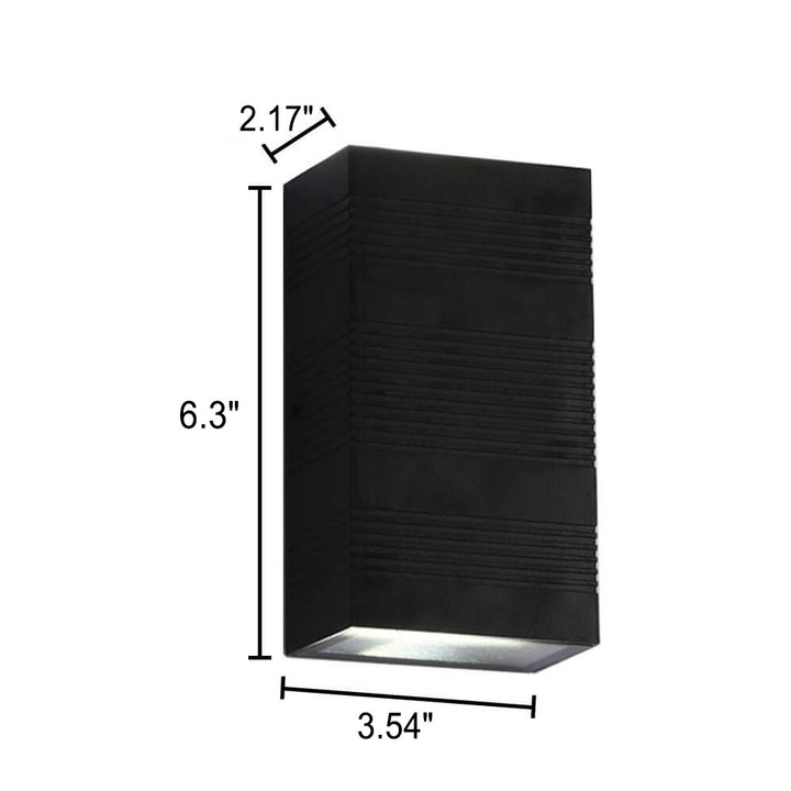 Lámpara de Aplique de Pared LED de Aluminio Impermeable Rectangular Pura Negra Moderna 