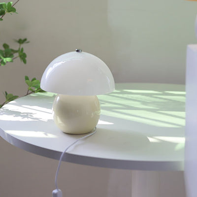 Vintage Cream Glass Mushroom Ceramic Dome LED Table Lamp