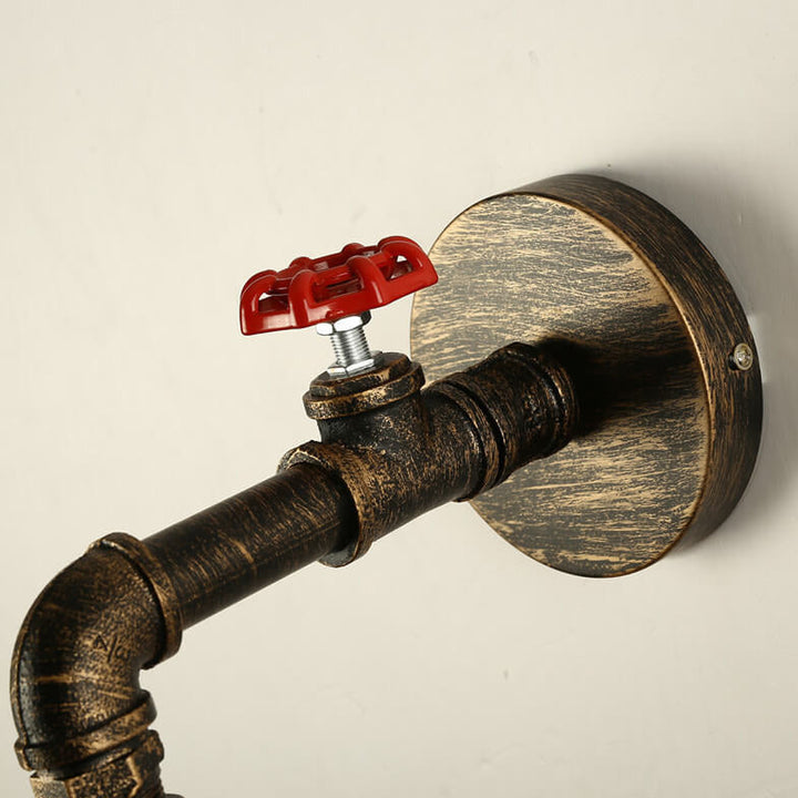 Industrielle Eisen Vintage Wasserhahn Wasserrohr Design 1-Licht Wandleuchte 