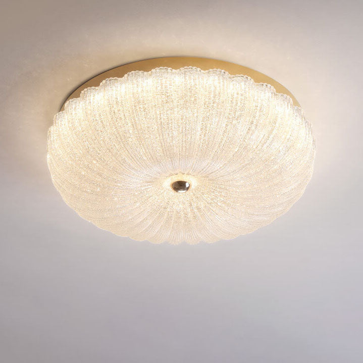 Moderne Luxus Edelstahl Glas Kupfer Runde LED-Halbeinbau-Deckenleuchte 