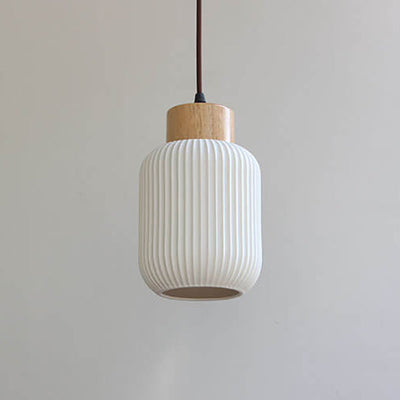 Nordic  White Ceramic Cylindrical Jar 1-Light Japanese Pendant Light