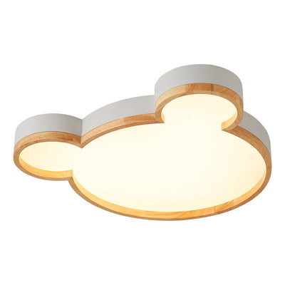 Nordic Wood Bear Shape LED Kids Flush Mount Ceiling Light