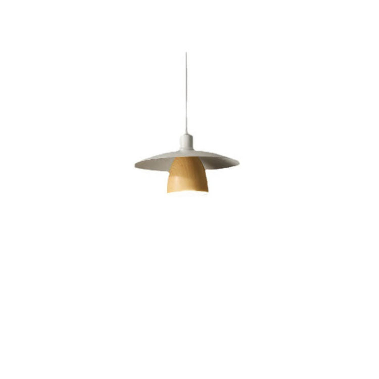 Japanese Minimalist Wood Grain Round Cone 1/2/3 Light Island Light Chandelier