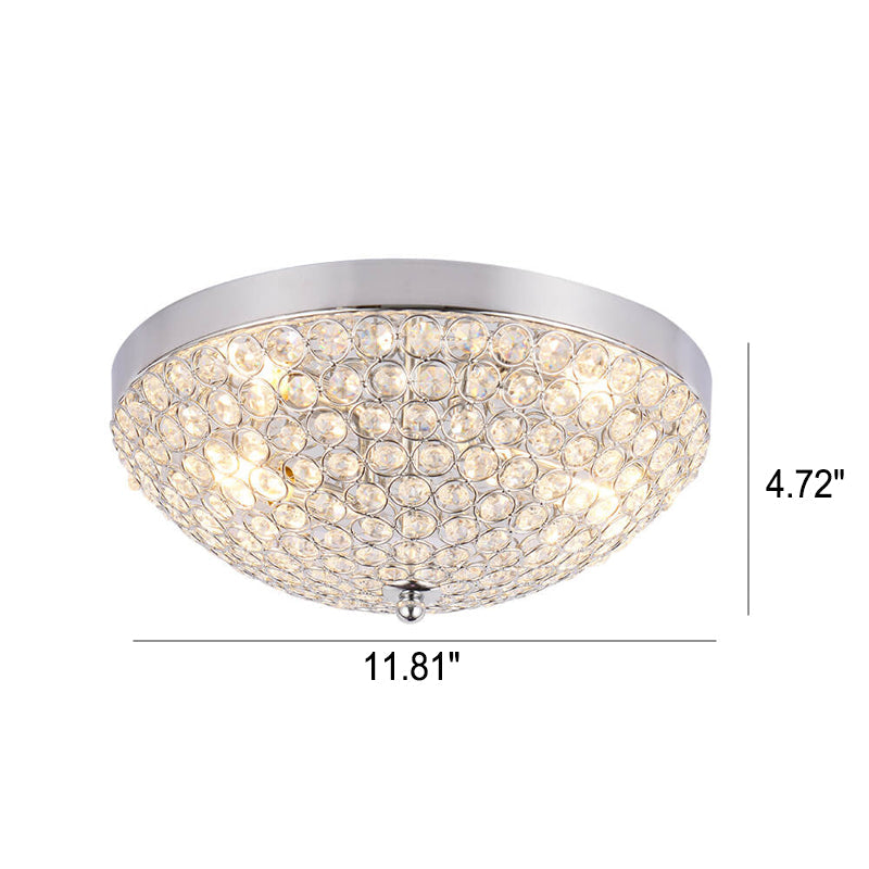 Modern Crystal Dome Design Round Decorative 2-Light Flush Mount Light