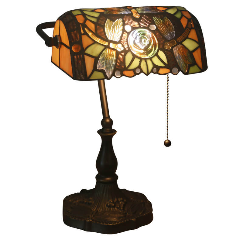 European Vintage Tiffany Zinc Alloy 1-Light Table Lamp