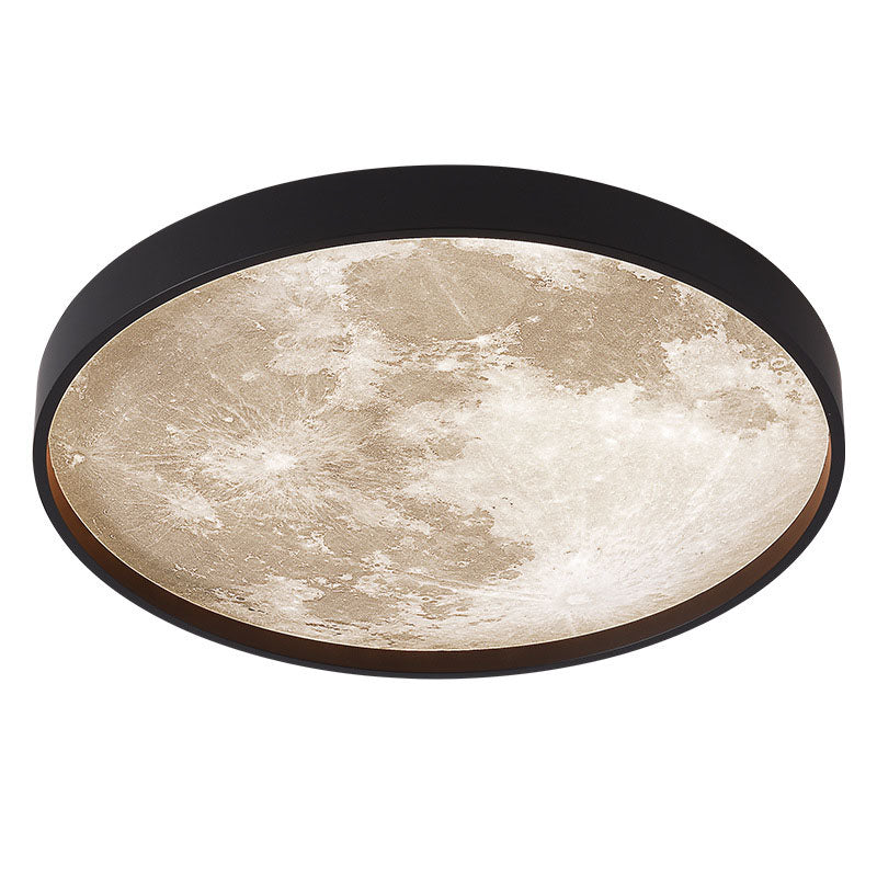 Modern Minimalist Moon Round Iron Acrylic LED Flush Mount Ceiling Light for Living Room