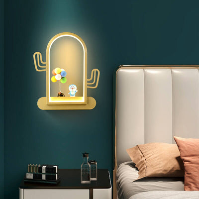 Modern Wrought Iron Acrylic Heart Cactus LED Wall Sconce Lamp