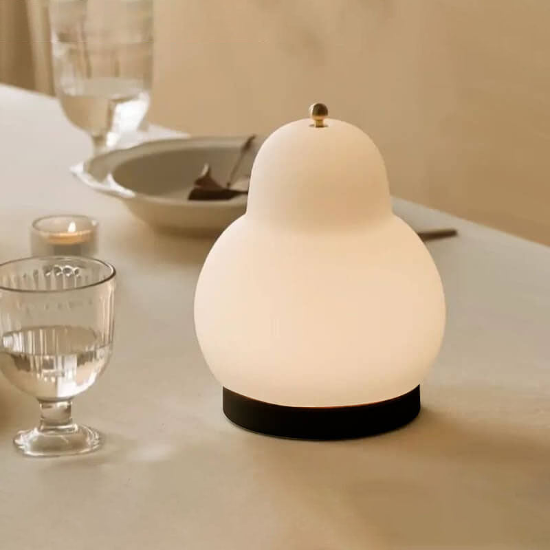 Traditional French Cream Pear Shape LED Rechargeable Touch Table Lamp For Bedroom