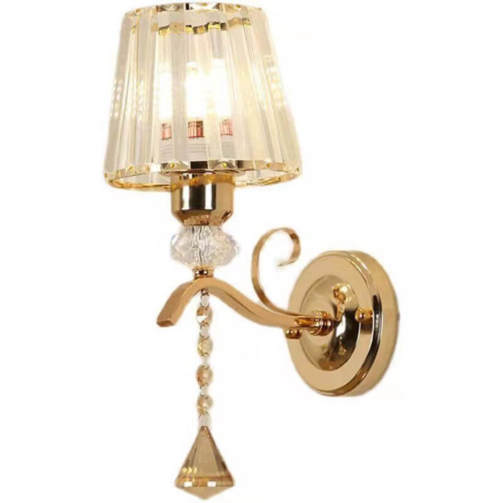 Contemporary Luxury Iron Crystal Cone 1-Light Wall Sconce Lamp For Living Room &amp; Bedroom
