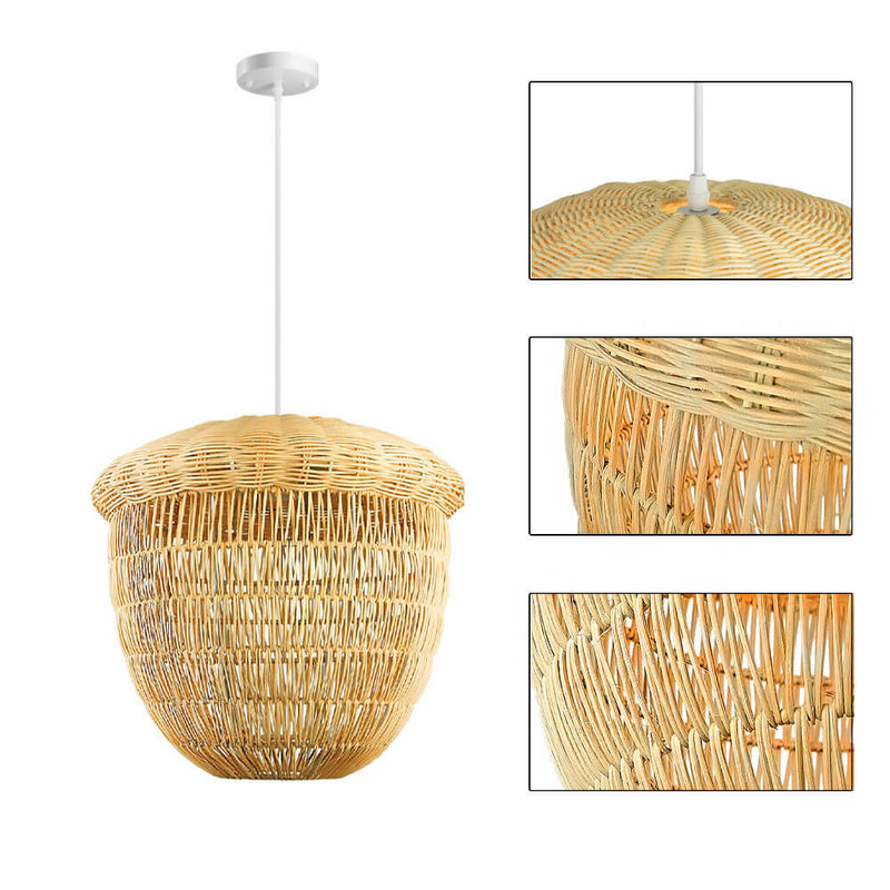 Japanese Rustic Rattan Weaving 1-Light Pendant Light