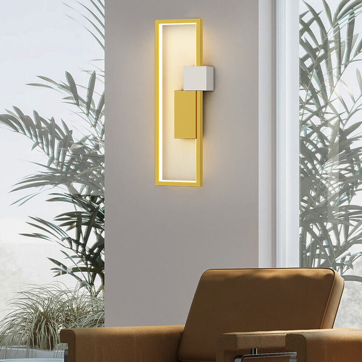 Minimalistischer kreativer quadratischer Rahmen aus Eisen und Silikon LED Wandleuchte 