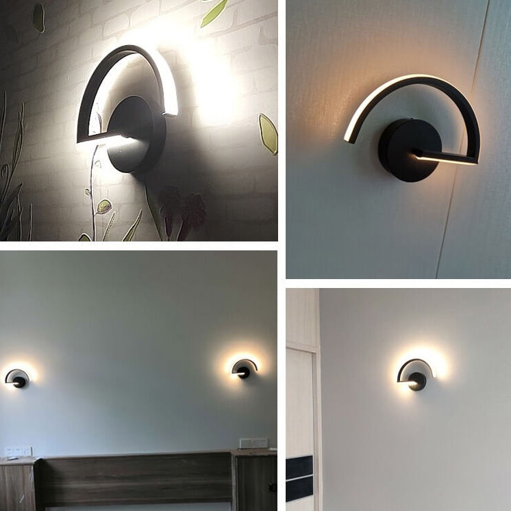 Moderne kreative halbrunde Eisen-LED-Wandleuchte 