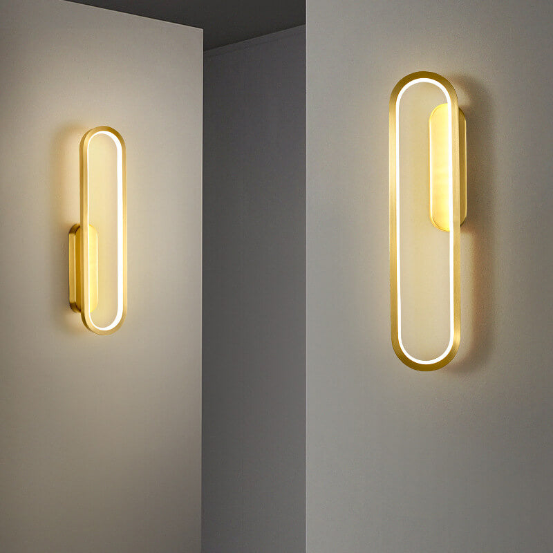 مصباح حائط LED بتصميم بيضاوي بسيط من النحاس الصناعي 