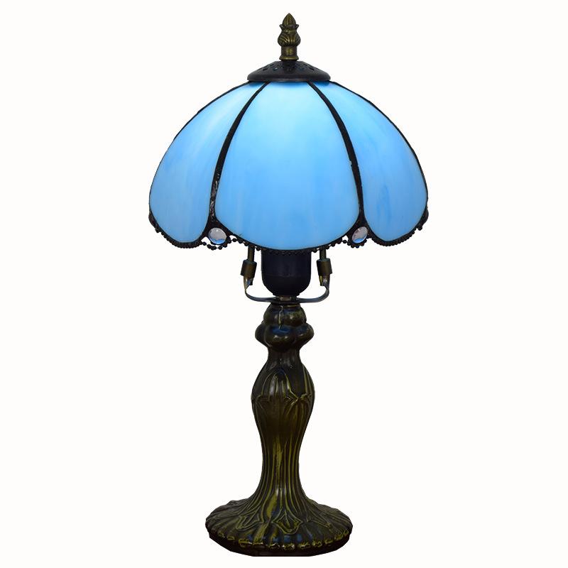 European Minimalist Tiffany Blue Glass 1-Light Table Lamp