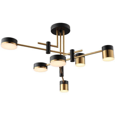 Modern Minimalist Black Gold Balanced 4-8 Light Semi-Flush Mount Light