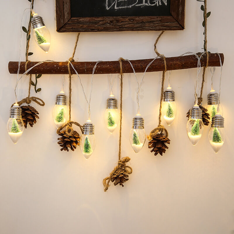 LED Bouteille à Souhaits Ampoule Arbre de Noël Neige Boîte à Piles Guirlande Lumineuse Décorative 
