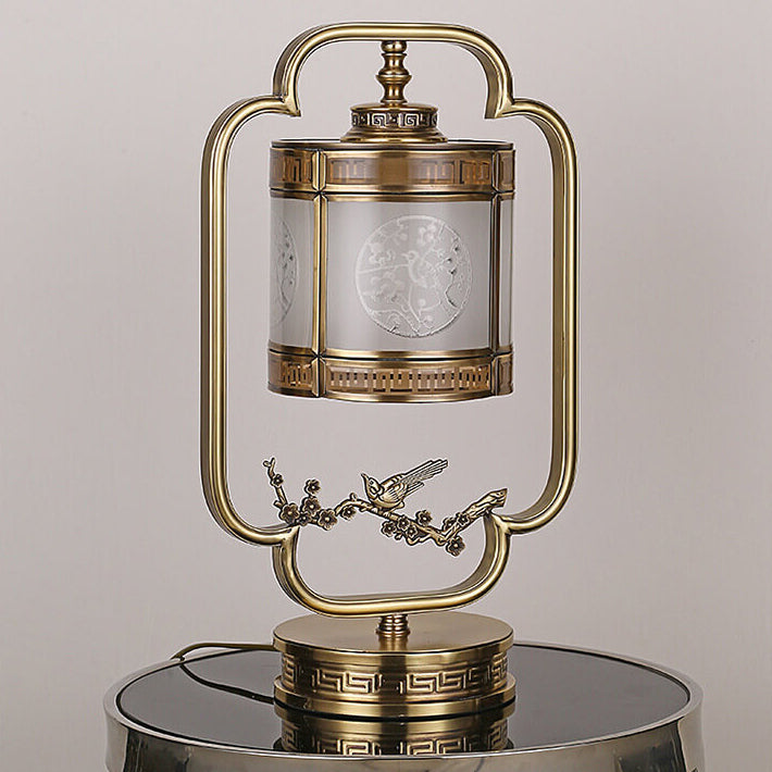 Modern Luxury Glass Copper 1-Light Table Lamp For Bedroom