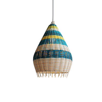 Modern Colorful Bamboo Weaving 1-Light Pendant Light