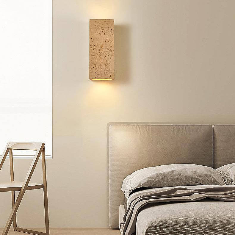 Traditionelle Retro-Wabi-Sabi-LED-Wandleuchte aus Verbundmaterial in quadratischer Säulenform, handgearbeitet, für das Wohnzimmer 