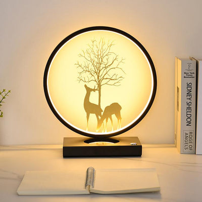 Decorative Tree & Deer's Mobile Phone Wireless Charging Touch Dimming LED Table Lamp