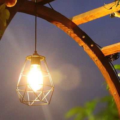 ضوء قلادة فناء LED على شكل قفص هندسي للطاقة الشمسية 