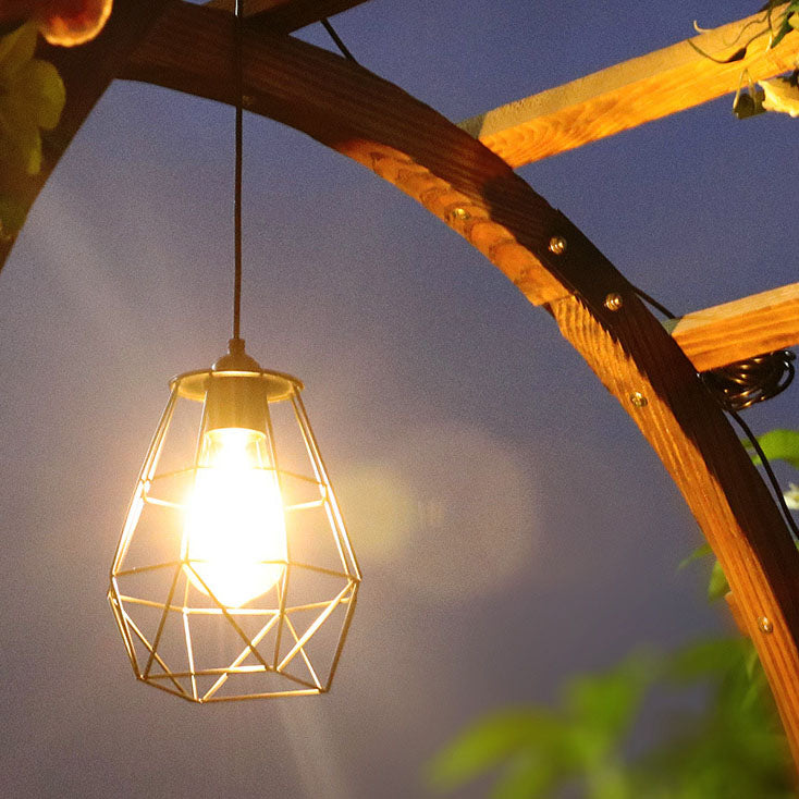 ضوء قلادة فناء LED على شكل قفص هندسي للطاقة الشمسية 