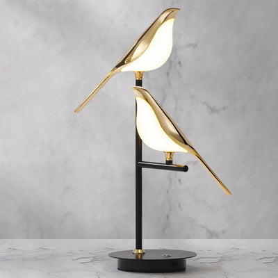 Lampe de table LED minimaliste nordique avec oiseau pie 