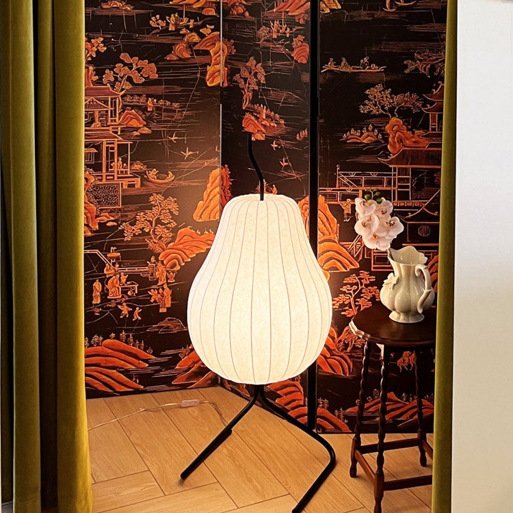 Japanese Wabi-sabi Pear Silk Fabric Iron 1-Light Floor Lamp