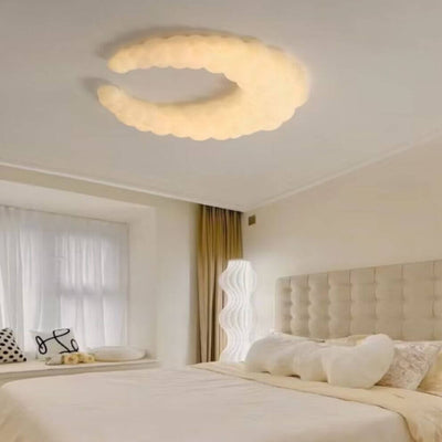 Nordic Minimalist Milk White Crescent LED Flush Mount Ceiling Light