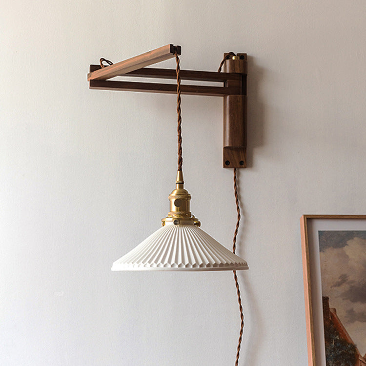 Lámpara de Aplique de Pared Plegable de Cerámica Telescópica Retro de 1 Luz 