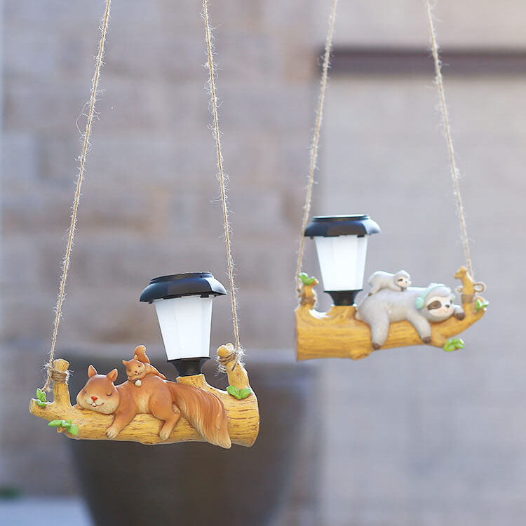 Modern Creative Cartoon Animal Resin Solar Decorative LED Outdoor Hanging Light