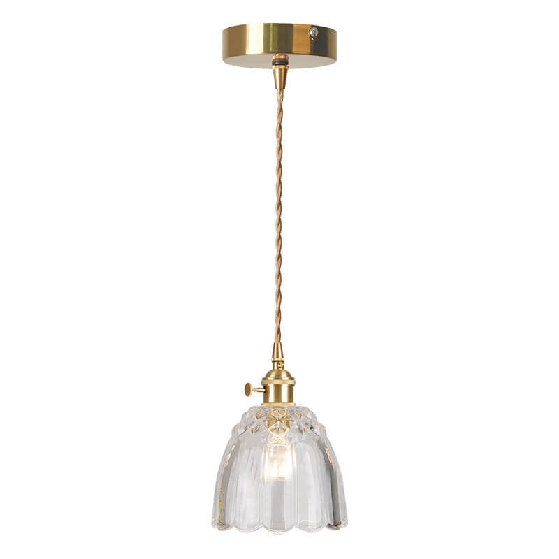 Nordic Simple Transparent Glass Lampshade Brass 1-Light Pendant Light