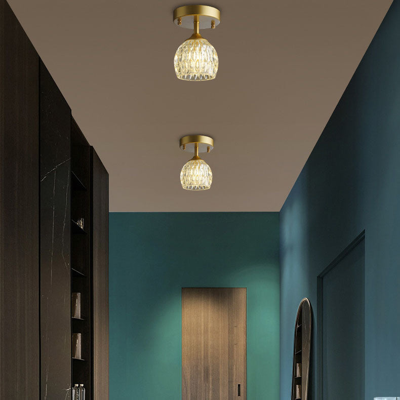 Europäische leichte Luxus-Rundkopf-Eisen-Glas 1-Licht-Halbeinbauleuchte 