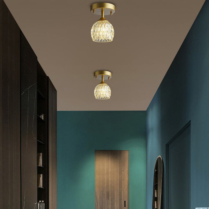Europäische leichte Luxus-Rundkopf-Eisen-Glas 1-Licht-Halbeinbauleuchte 