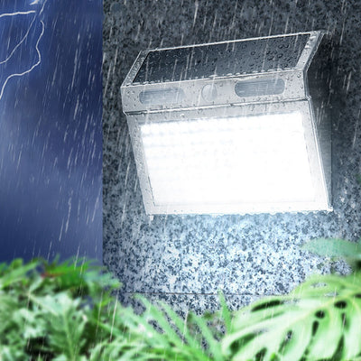 مصباح حائط خارجي مقاوم للماء من الفولاذ المقاوم للصدأ بتصميم شبه منحرف LED يعمل بالطاقة الشمسية 