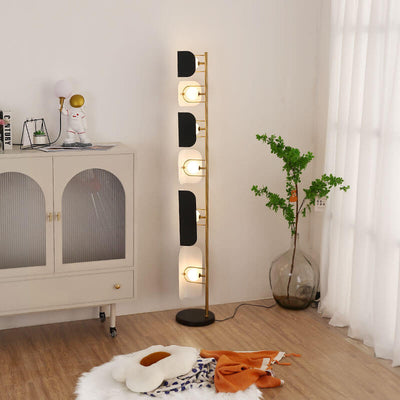 Modern Minimalist Black Gold Hardware Marble 6-Light Standing Floor Lamp