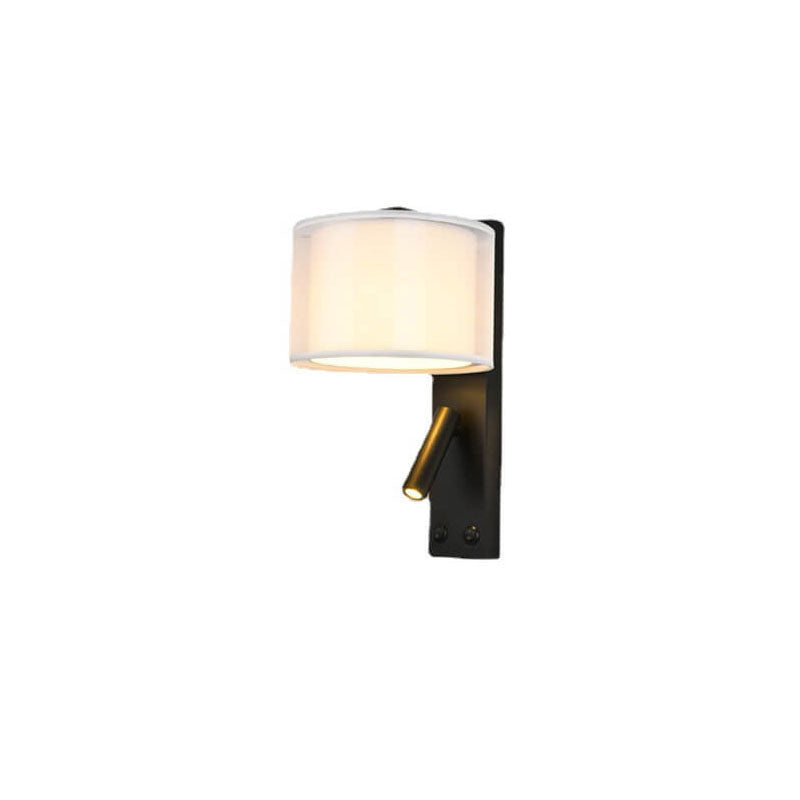 Modern Minimalist Fabric Drum Spotlight 2-Light Wall Sconce Lamp