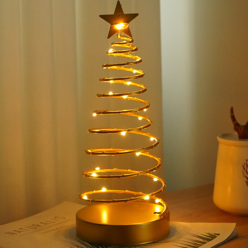 Lampe de table moderne créative en spirale étoilée de Noël décorative pour la nuit 