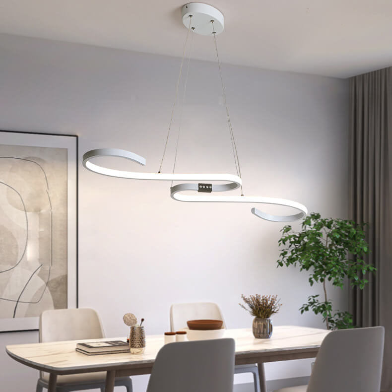 Nordic Minimalist Lines Aluminium-Silikon-LED-Insel-Licht-Kronleuchter 