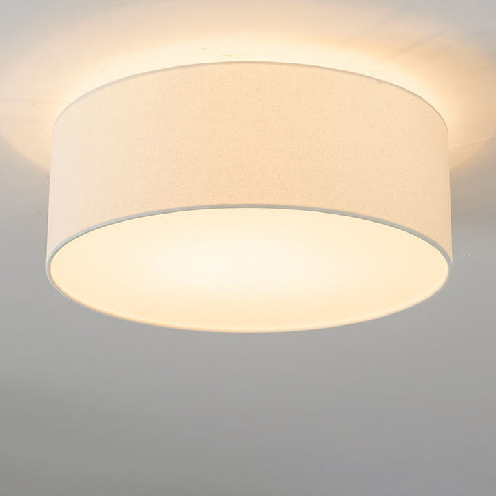 Modern Minimalist Round Drum Iron Fabric 3/5 Light Flush Mount Ceiling Light For Living Room