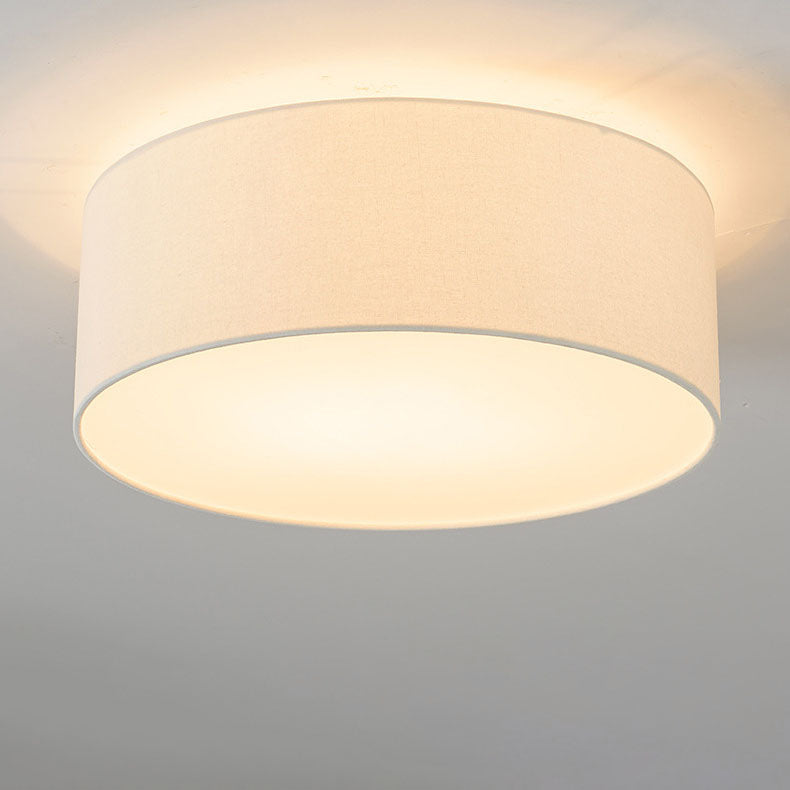 Nordic Minimalist Round Drum Fabric 3/5 Light Flush Mount Ceiling Light