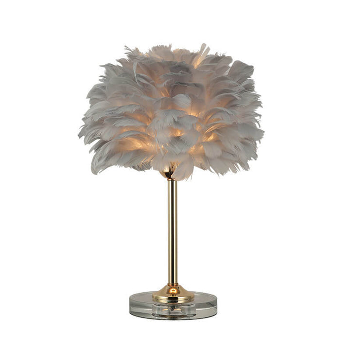 Lámpara de Mesa de 1 Luz con Base de Cristal de Pluma Moderna 