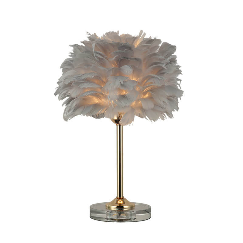 Modern Feather Crystal Base 1-Light Table Lamp